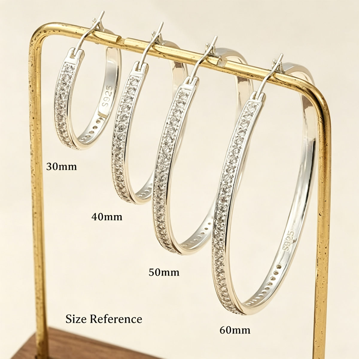 Silver CZ Pave Hoop Earrings