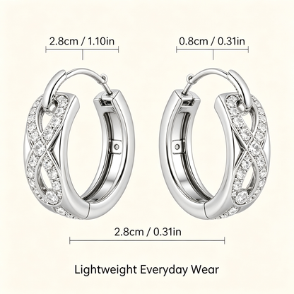 Silver Crossover CZ Hoop Earrings