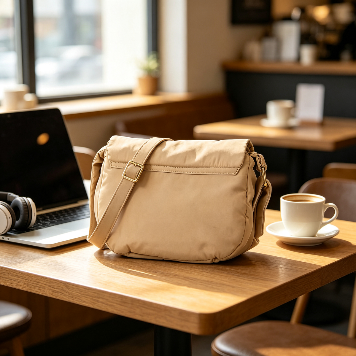 Soft Beige Messenger Bag