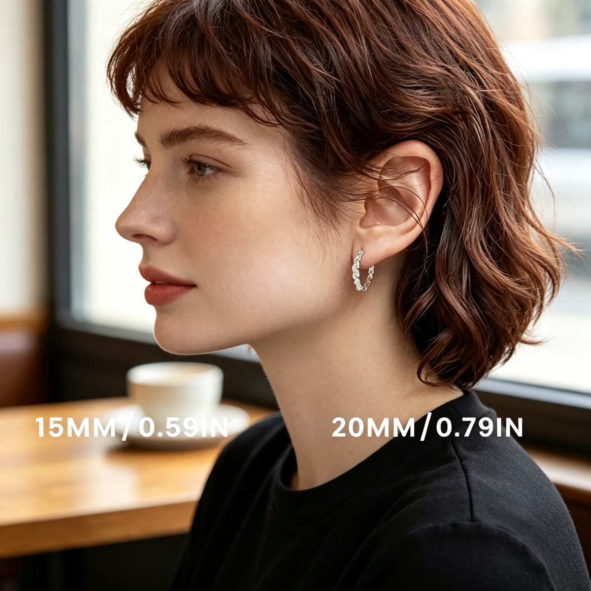 Silver Braided CZ Hoop Earrings