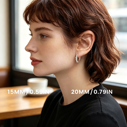 Silver Braided CZ Hoop Earrings