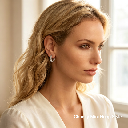 Silver CZ Pave Hoop Earrings